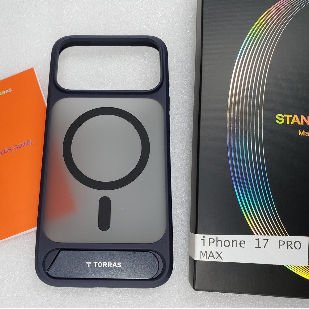 TORRAS Magnetic Translucent Stand Case for Apple iPhone 17 Pro Max Dark Blue
